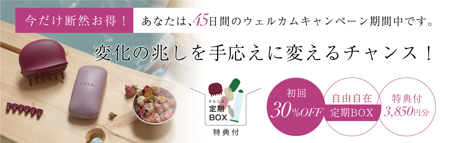 あなたは45日間のウェルカムキャンペーン期間中です。