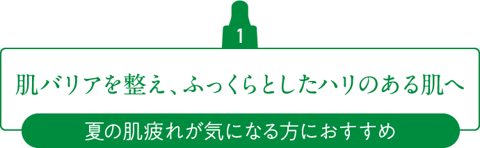 1 肌バリアを整え、ふっくらとしたハリのある肌へ 夏の肌疲れが気になる方におすすめ 