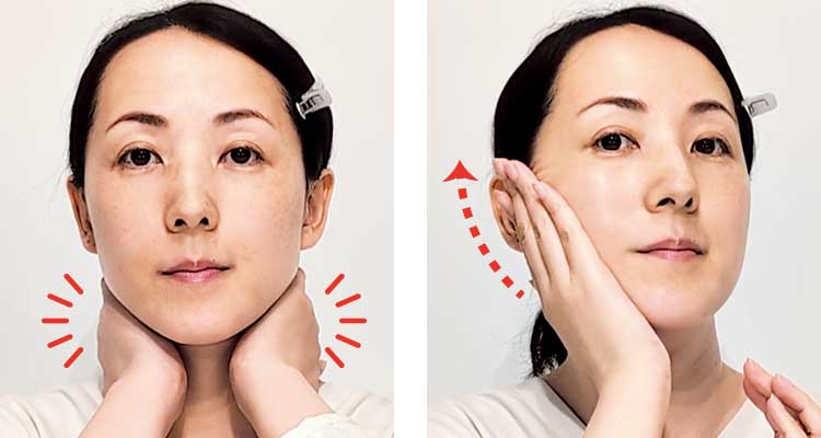 首からフェイスライン、顔全体をハンドラッピング。透明感がふわっと戻ってきます。