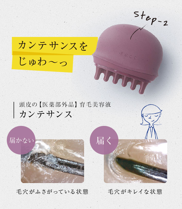 カンテサンスをじゅわ〜っ 頭皮の【医薬部外品】美容液カンテサンス 届かない 毛穴が塞がっている状態 届く 毛穴がキレイな状態