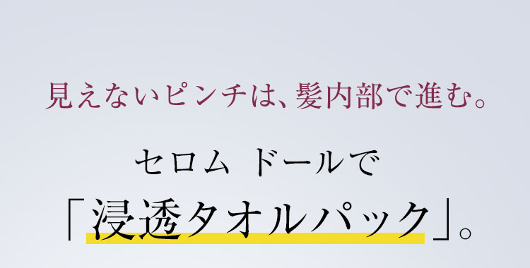 見えないピンチは、髪内部で進む。 だからドールで「浸透タオルパック」。