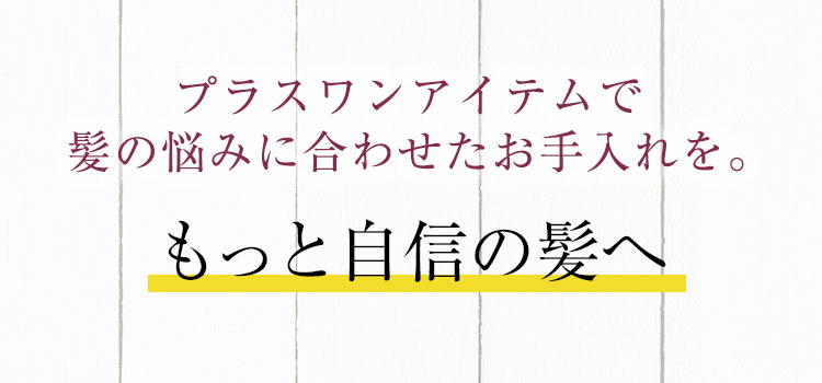 プラスワンアイテムで髪の悩みに合わせたお手入れを。もっと自信の髪へ