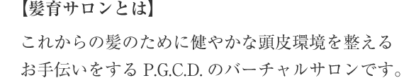 【髪育サロンとは】これからの髪のために健やかな頭皮環境を整えるお手伝いをするP.G.C.D.のバーチャルサロンです。